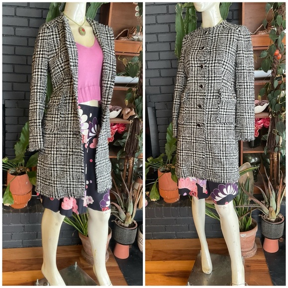 Vintage Tweed Wool Houndstooth Brooks Brothers Long Coat - Picture 2 of 10